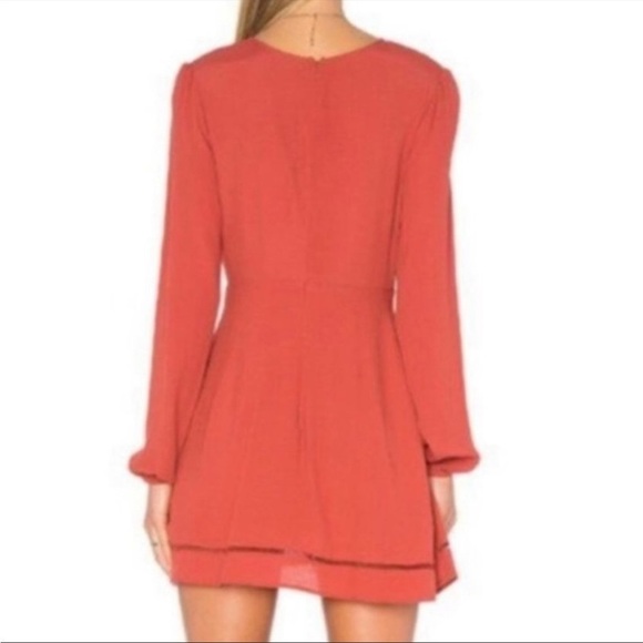 Lovers + Friends Keyhole Long Sleeve Rust Red Burnt Orange Mini Dress Medium - Picture 3 of 13